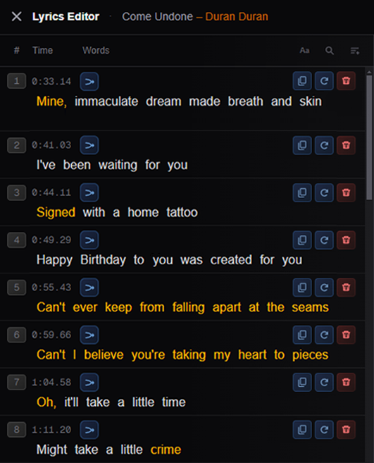 After AI lyric correction