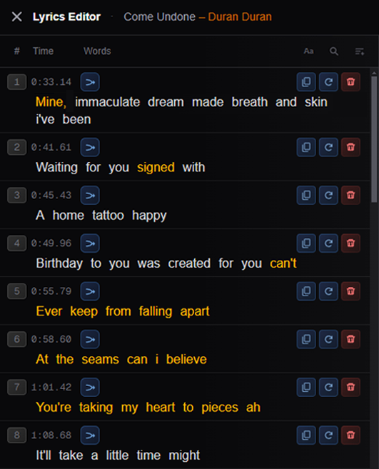Before AI lyric correction